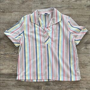 Striped Vintage Short Sleeve Blouse